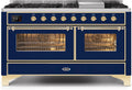 Blue Dual Fuel Natural Gas Range with Brass Trim X990
