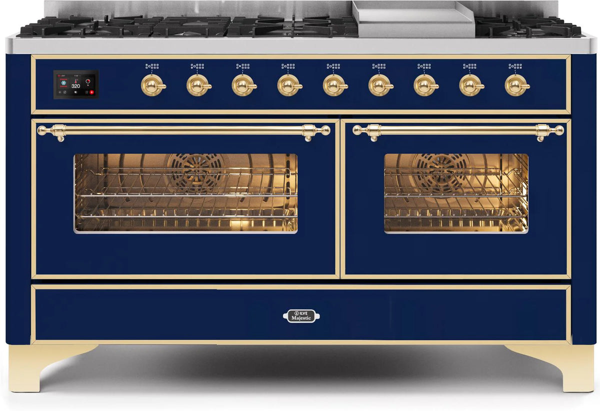 Blue Dual Fuel Natural Gas Range with Brass Trim X990