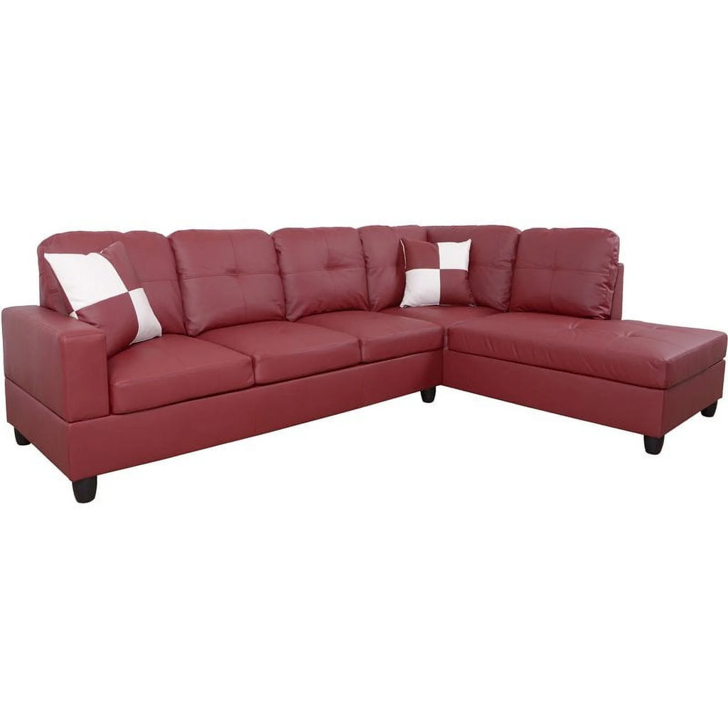 Wine Red Right-Facing Sectional Sofa Set I341