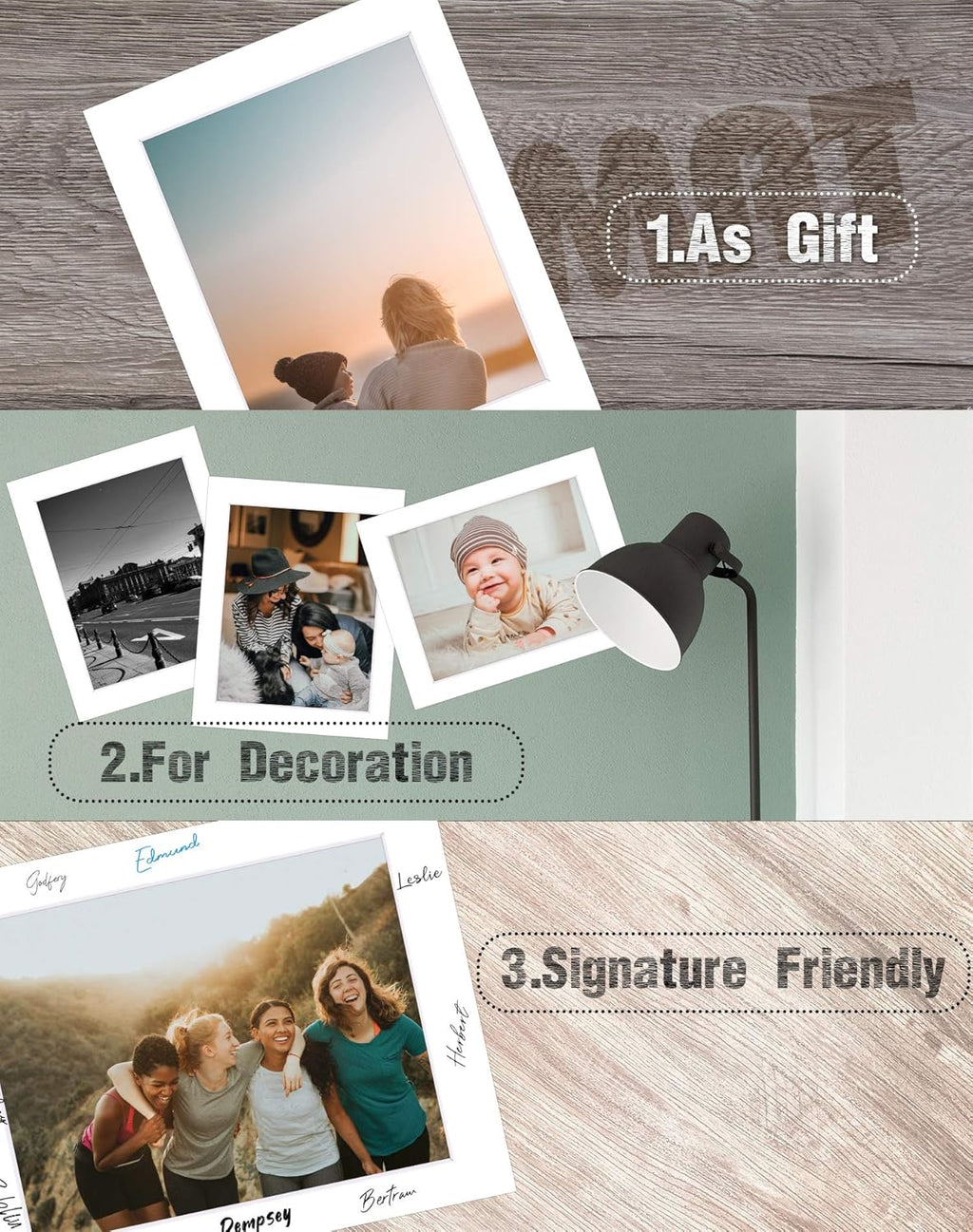 11x14 White Picture Mat Set with Backing Board & Clear Bags T3012