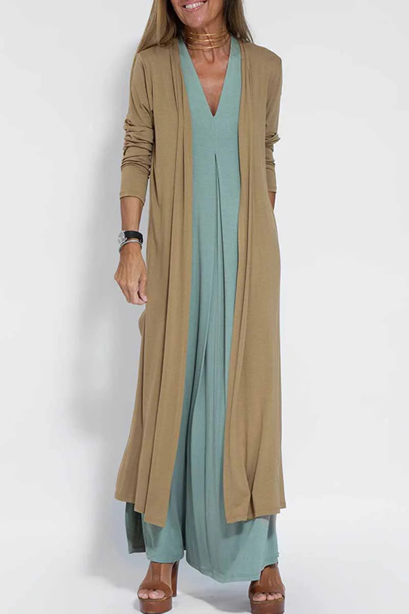 Solid Slit Cardigan Outerwear S60013