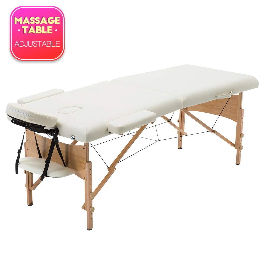 Adjustable Folding Portable Massage Table with Carry Case, Black O387258