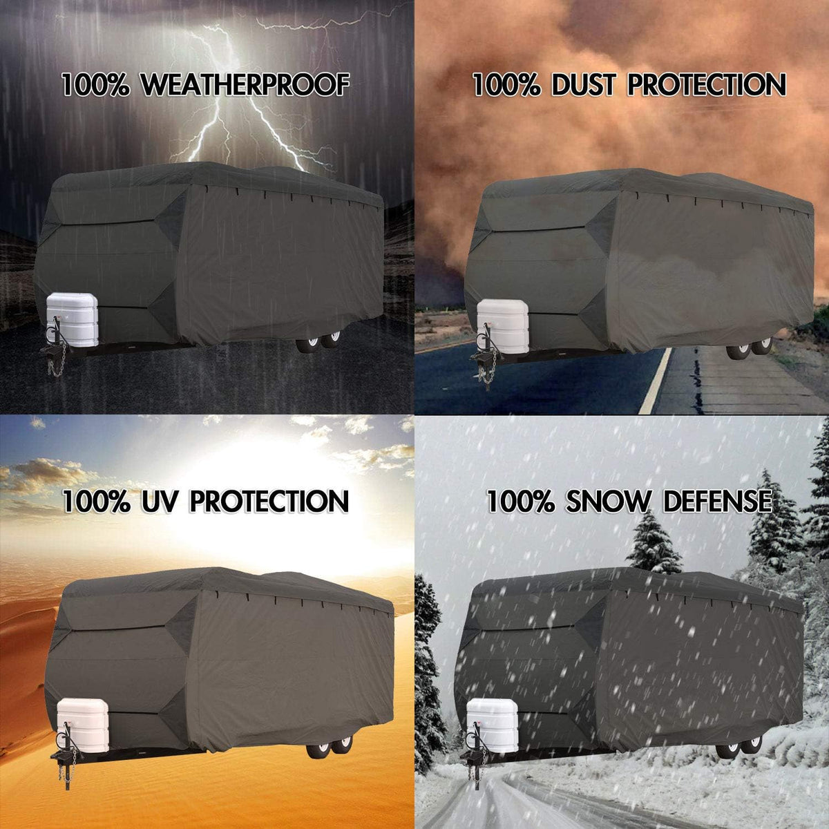 Gray RV Cover Fits Length 30'-33' Travel Trailer Camper D344132