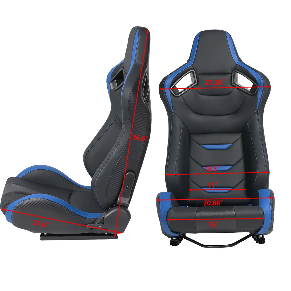 2PCS Universal PVC Leather Racing Seats with Dual Lock Sliders M19199