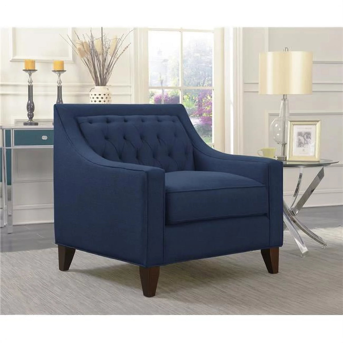 Navy Linen Tufted Club Chair H4591