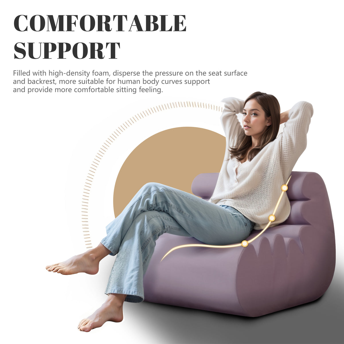 Bean Bag Chair with High-Density Foam Filling W37364