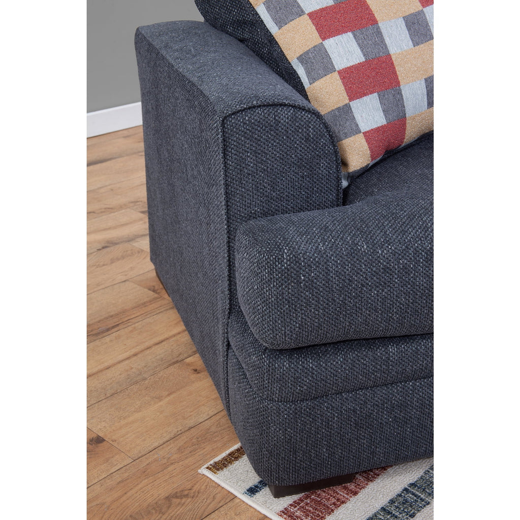 Charcoal Two Piece Sectional Sofa with Three Throw Pillows E98417