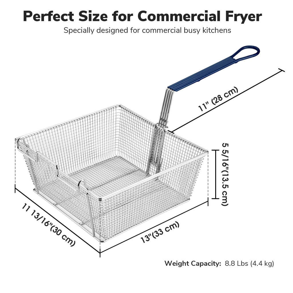 Commercial Deep Fryer Basket 8.8 Lbs Large Capacity with Non-slip Handle T965