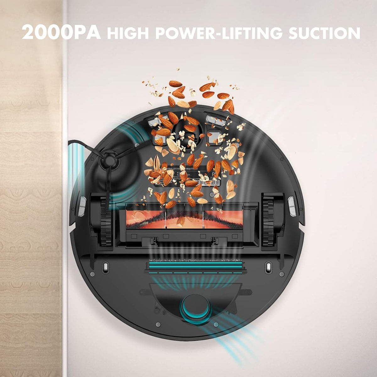 Robot Vacuum and Mop 2-in-1 with Lidar Navigation, 2000Pa Suction, Black Y908324