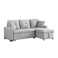 Gray Linen Reversible Sleeper Sectional Sofa with Storage Chaise A6272