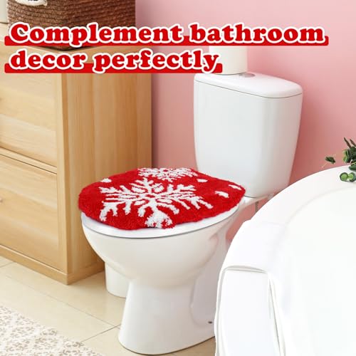 Red White Snowflake Toilet Seat Cover S39230