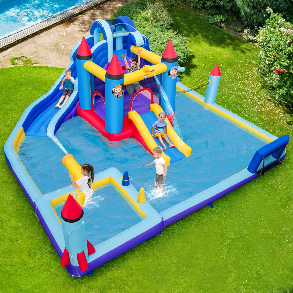 Inflatable Water Slide Park with 2 Slides Splash Pool V14568