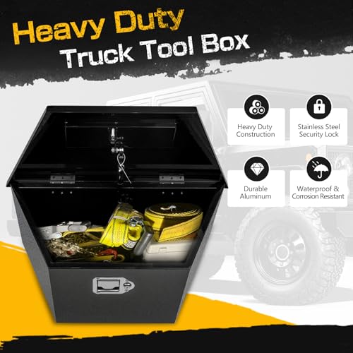 Black Heavy Duty Steel Trailer Tongue Tool Box with Latch & Keys Y889269