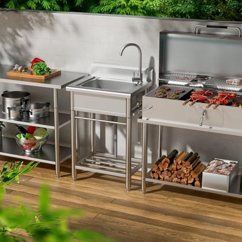 Free Standing Single Bowl Stainless Steel Utility Sink S96939