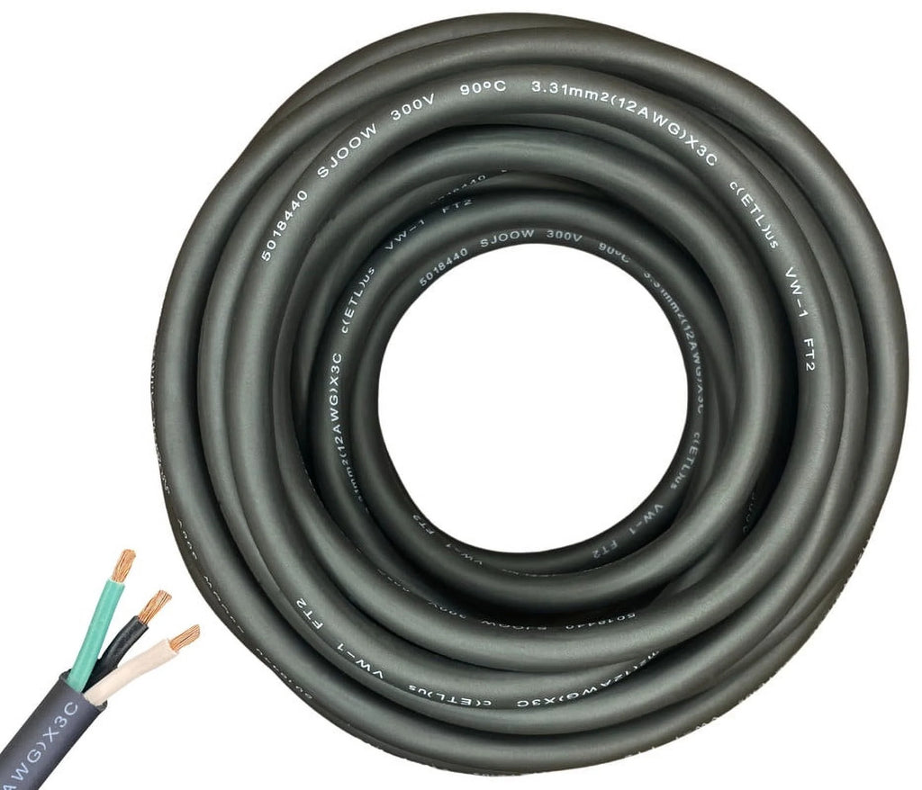 25 Feet 12 Gauge 3 Conductor Black SJOOW Cable R361