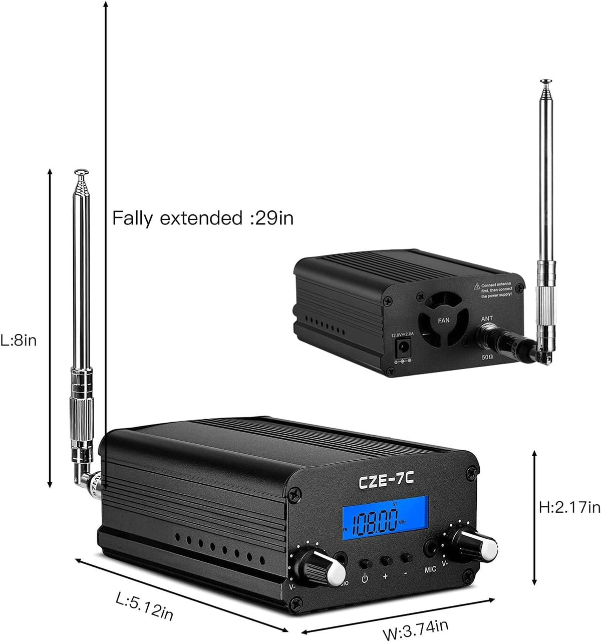 1W / 7W FM Transmitter with Mic Y65978
