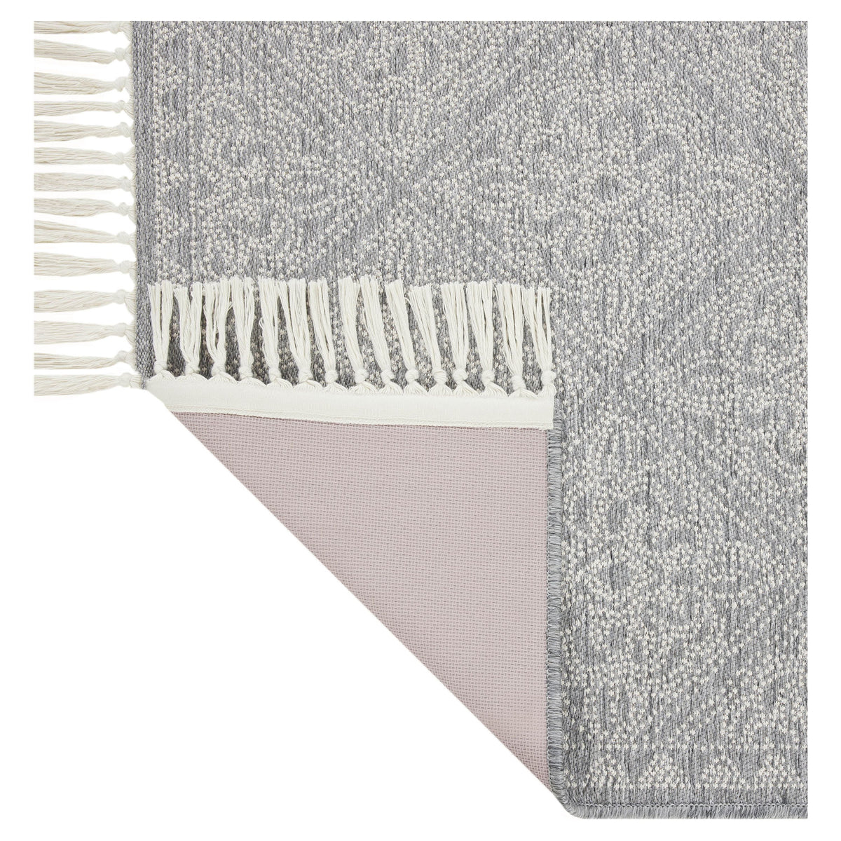 Grey Medallion Non-Skid 27" x 45" Accent Rug with Fringe H446
