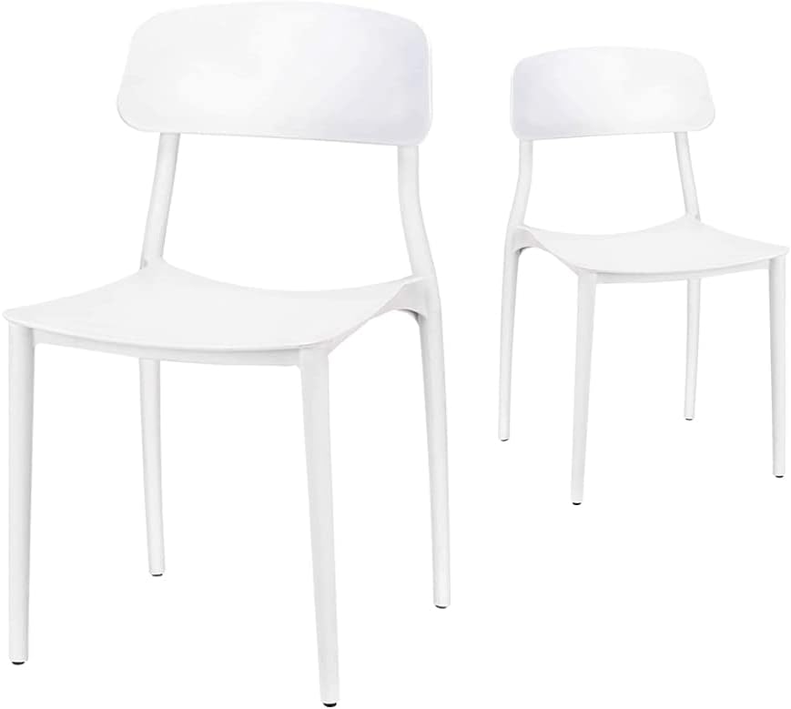 White PP Plastic Dining Chairs, Set of 2 I498198