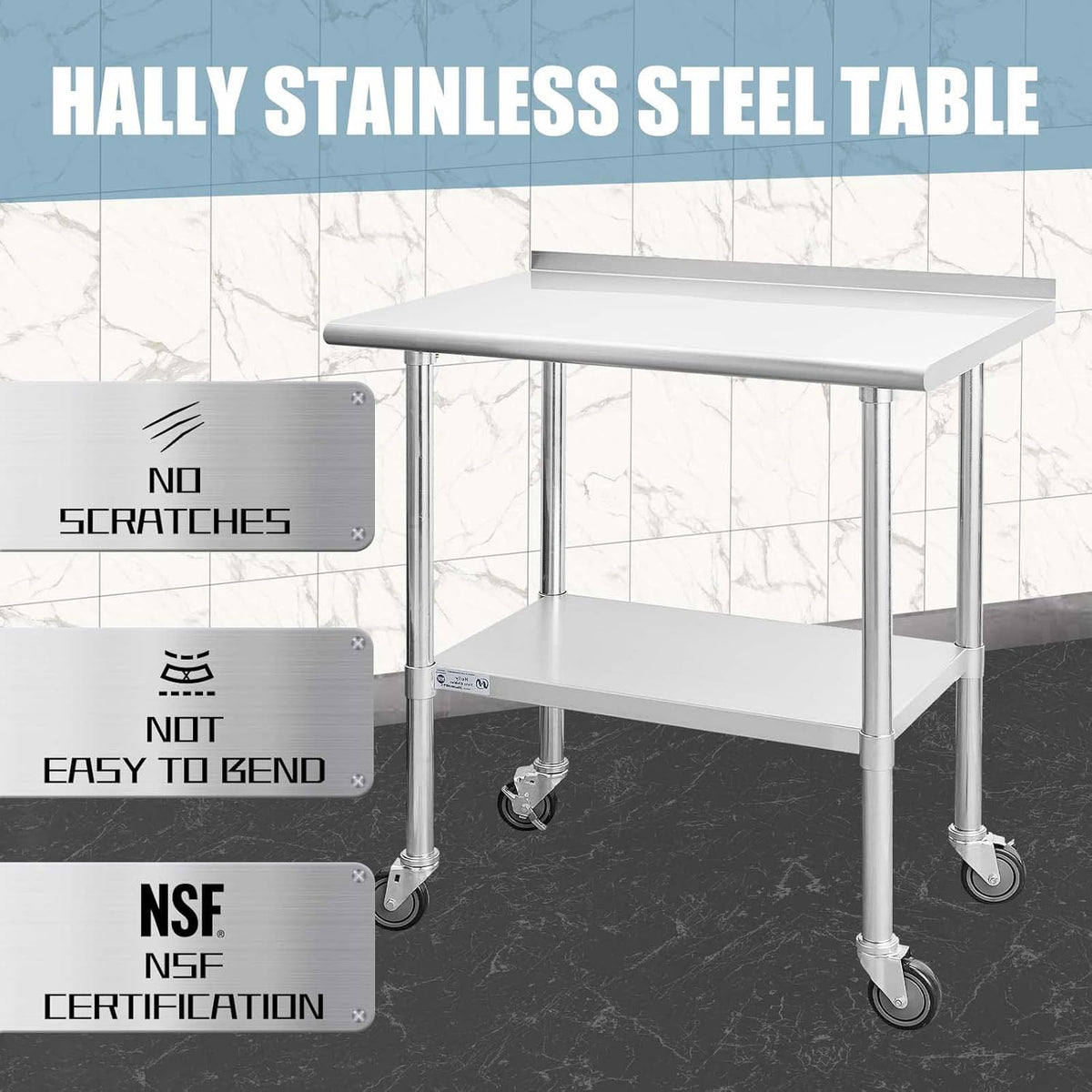 Stainless Steel Table 24 x 30 Inches with Caster Wheels U333364