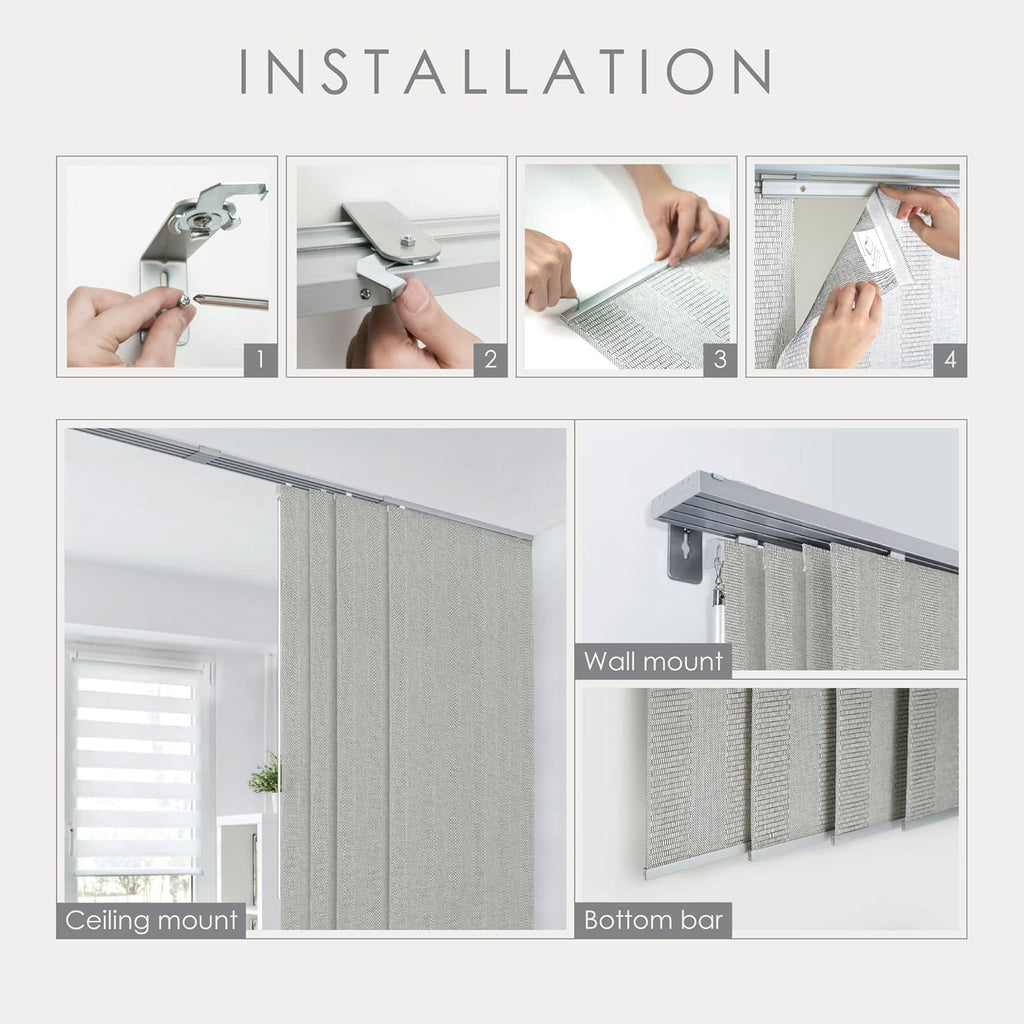 Adjustable Vertical Panel Track Blinds, 45.8" to 86" W, Up to 96" H, Marble B77523