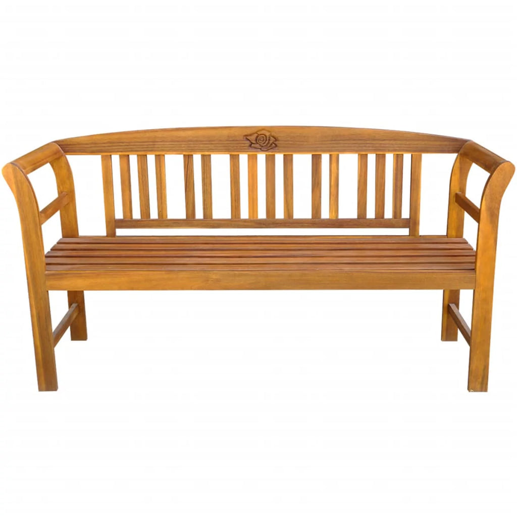 61.8 Inches Acacia Wood Garden Bench with Backrest and Curved Armrest G528113