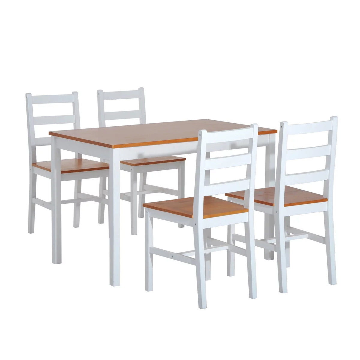 5 Piece Solid Pine Wood Table and High Back Chair Dining Set V212