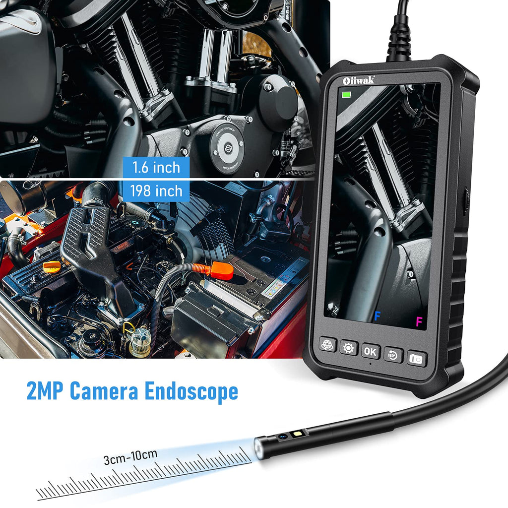 Dual Lens Endoscope Camera 1080P 5.18 IPS Screen 5mm IP67 Waterproof Snake Camera with 7 LED Lights 32GB Card 16.5FT T873847