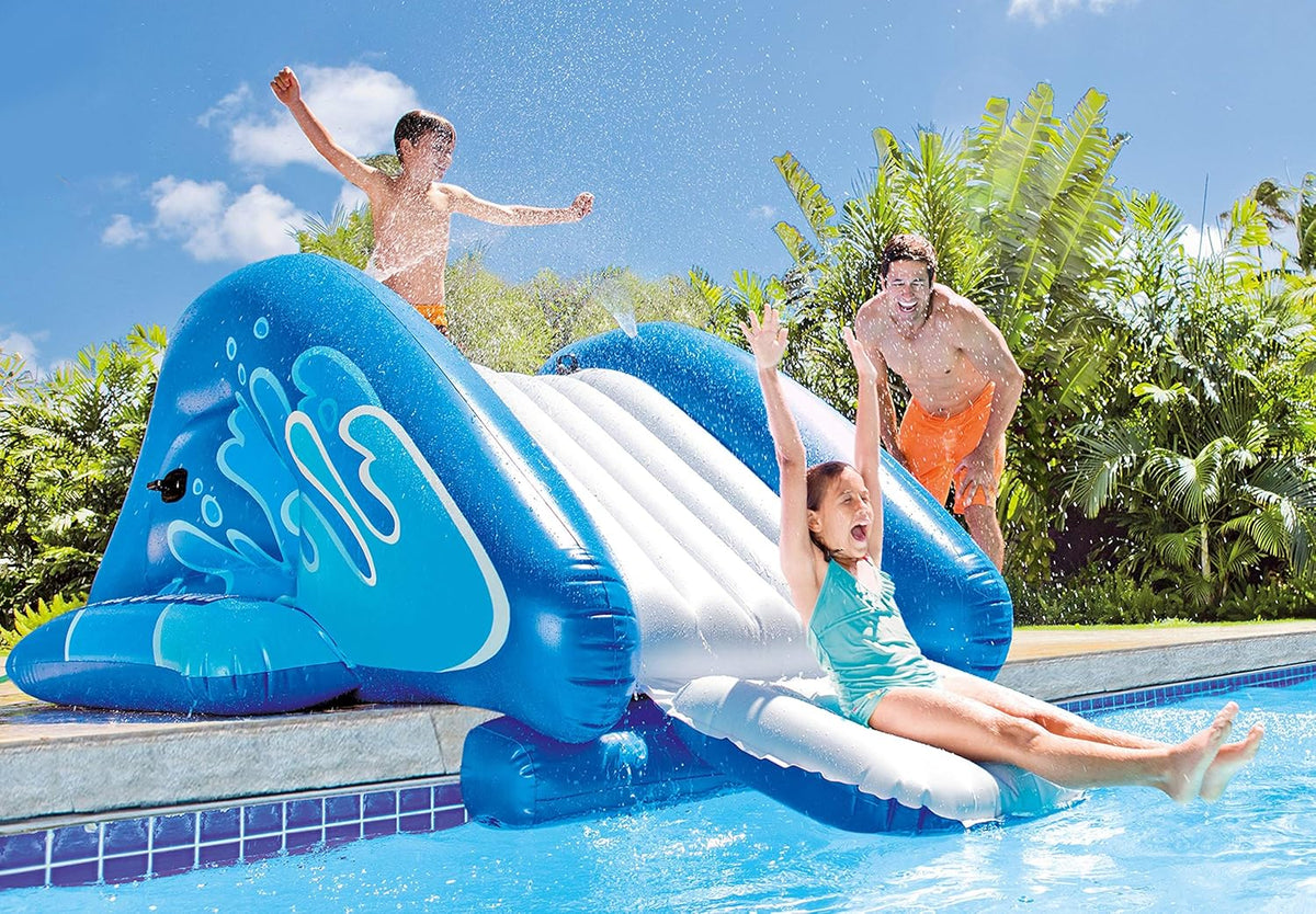 Blue Inflatable Play Center Swimming Pool Water Slide with Built in Sprayers G150965