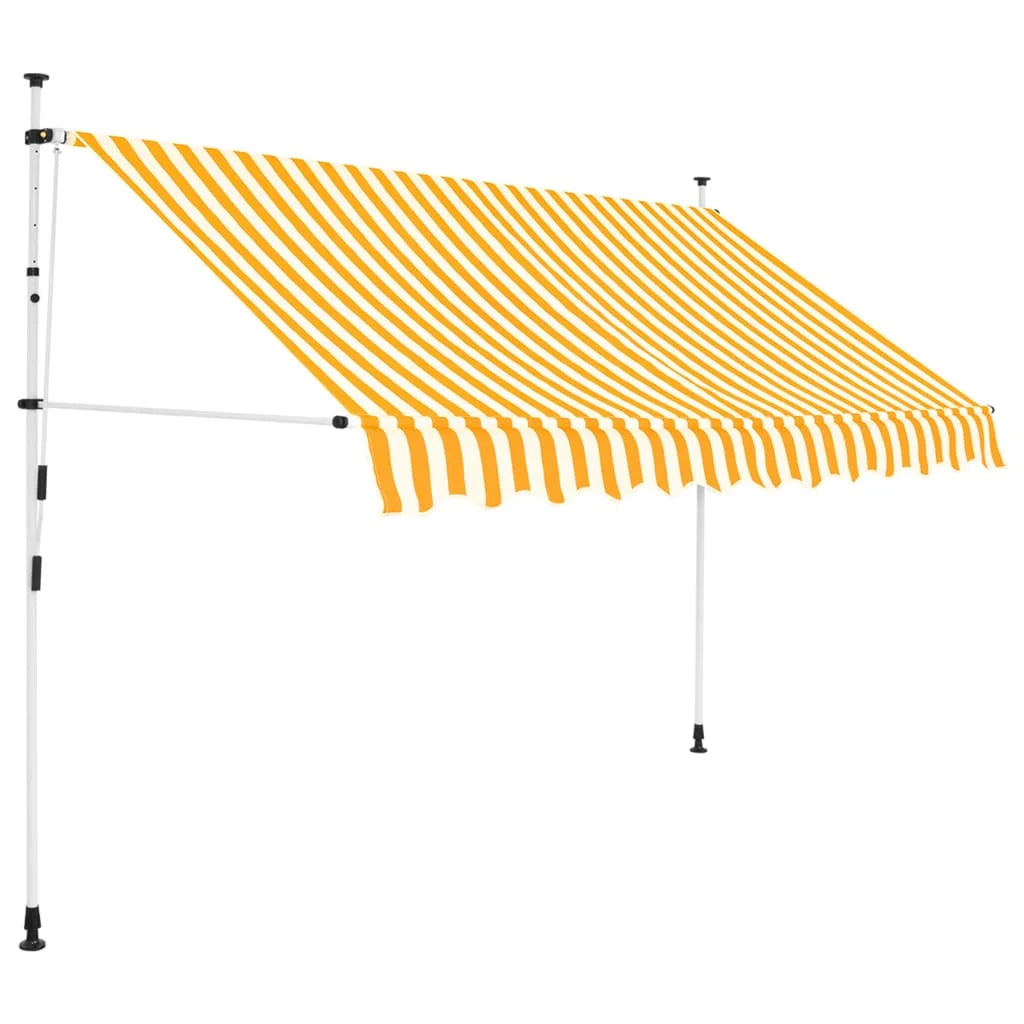 Manual Retractable Awning 118.1" Yellow and White Stripes T581