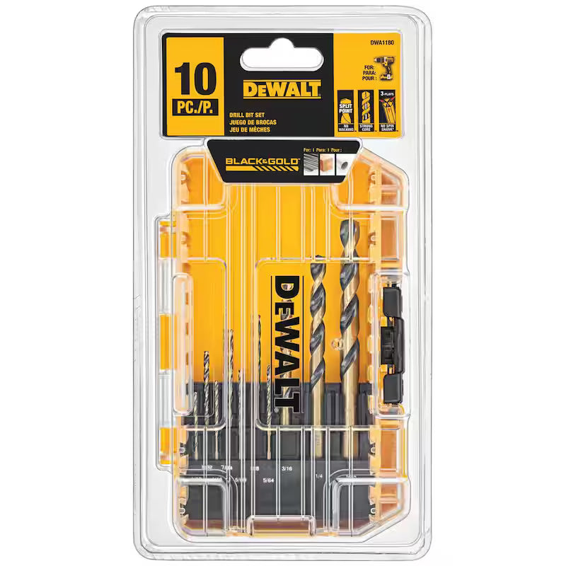 Black and Gold 10-Piece Drill Bit Set Y587