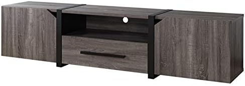 Rustic Wood 81.5-Inch TV Stand in Distressed Gray L795