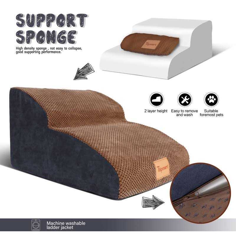 High Density Foam Dog Ramp & Steps 2 Tiers Non-Slip Q70088