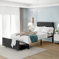 Metal Platform Bed Frame with Upholstered Headboard and Storage Drawer H6861