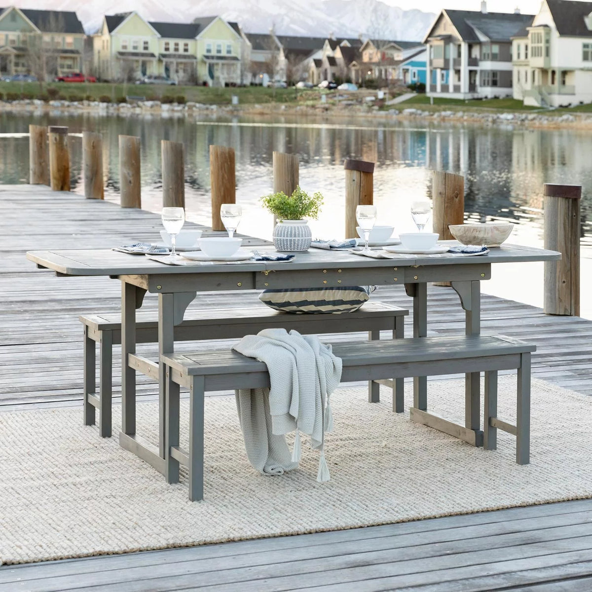3-Piece Solid Wood Outdoor Patio Dining Set R553009