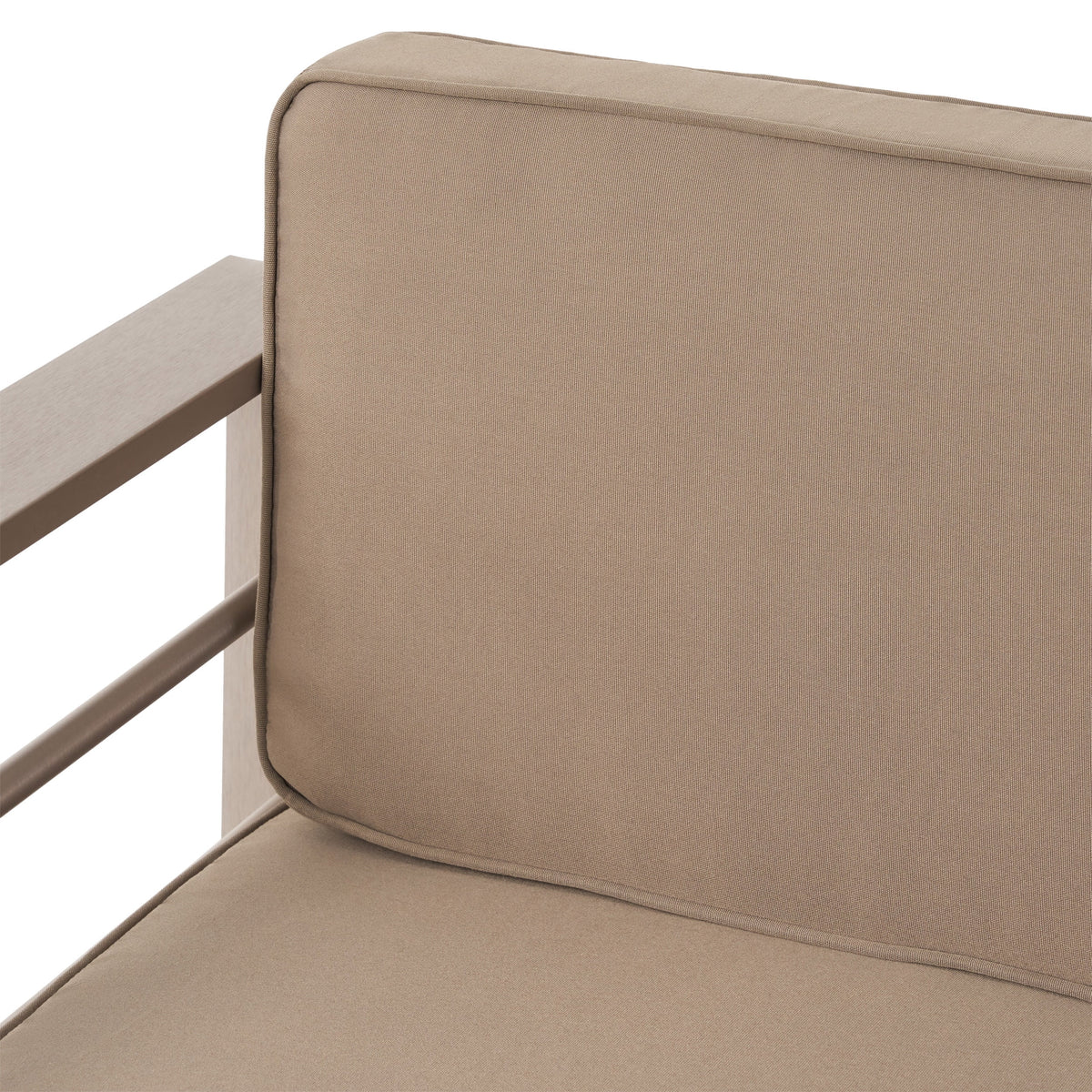 6 Seater Aluminum Sofa and Ottoman Set with Side Tables, Silver and Khaki B188