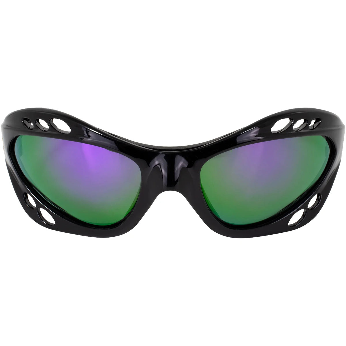 3 Pairs Padded Polarized Sunglasses with Strap Black Frame Blue Purple Green Mirror Lenses R939