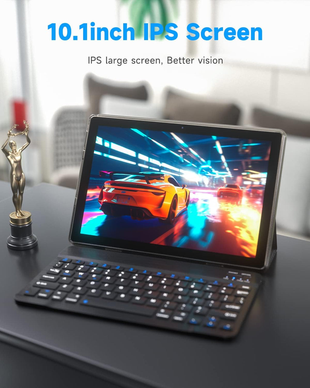Black 10.1 Inch Android Tablet with Keyboard N35035