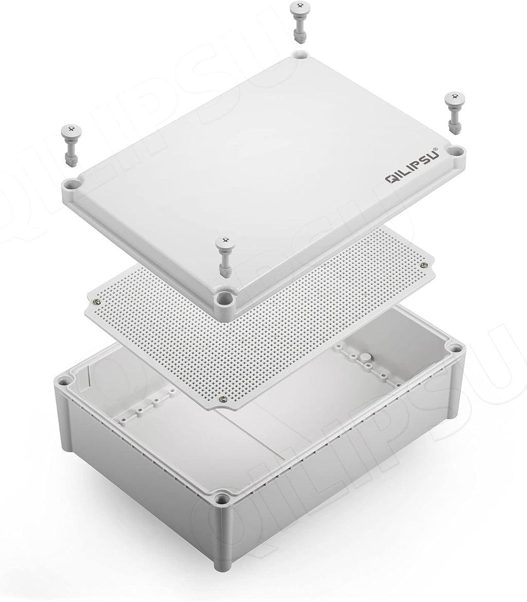 Hinged Cover Stainless Steel Latch Junction Box with Mounting Plate, ABS Plastic IP67 Waterproof Grey K3958