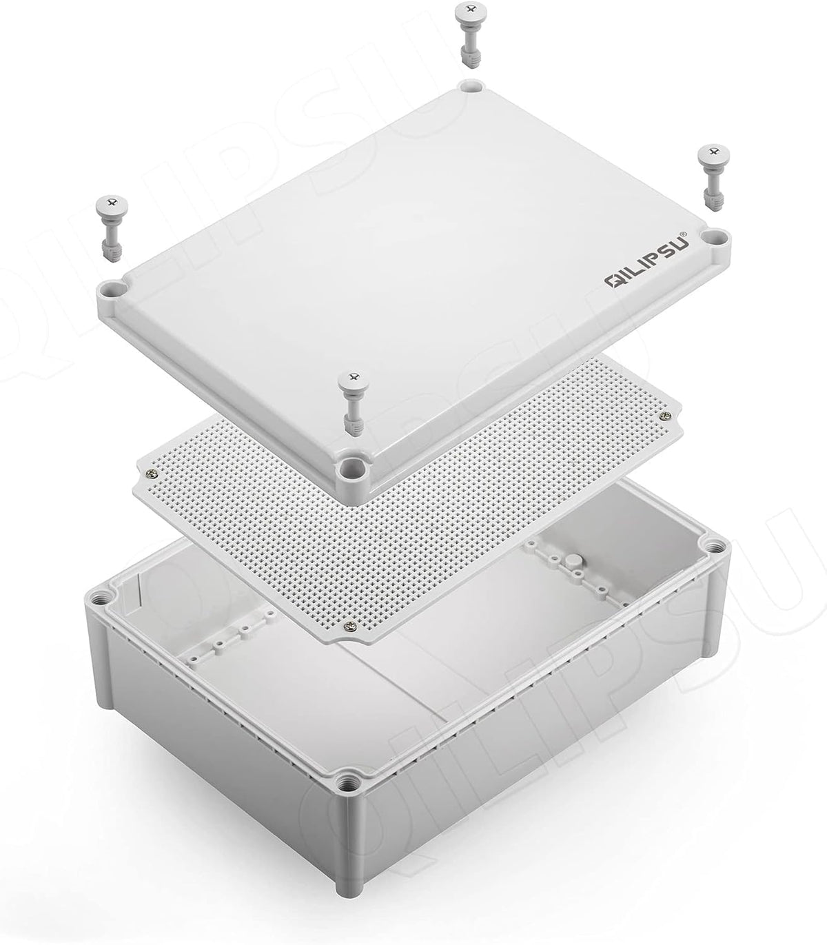 Hinged Cover Stainless Steel Latch Junction Box with Mounting Plate, ABS Plastic IP67 Waterproof Grey K3958