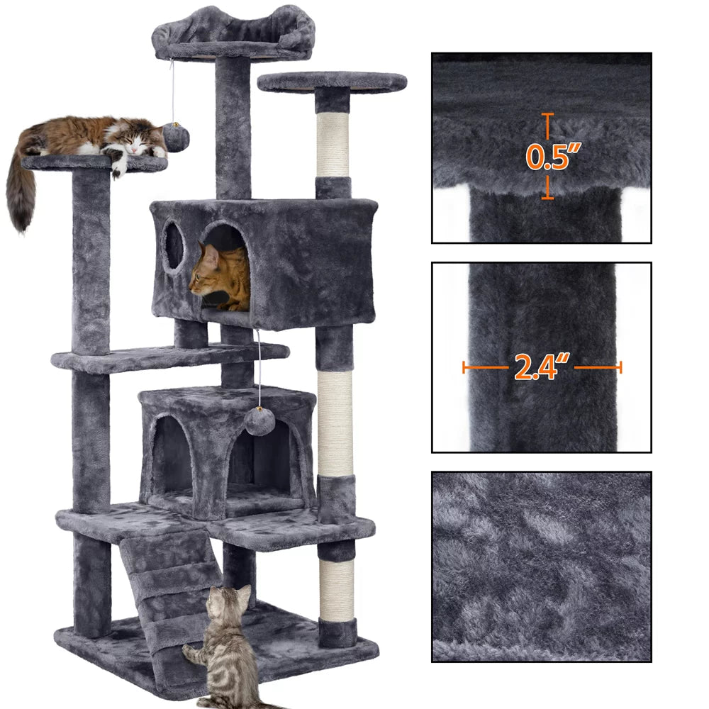 Dark Gray Cat Tree Condo with Scratching Post Tower I12483