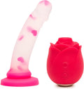 8 Inch Dildo and Rose Toy Clitoris Sucker W837775