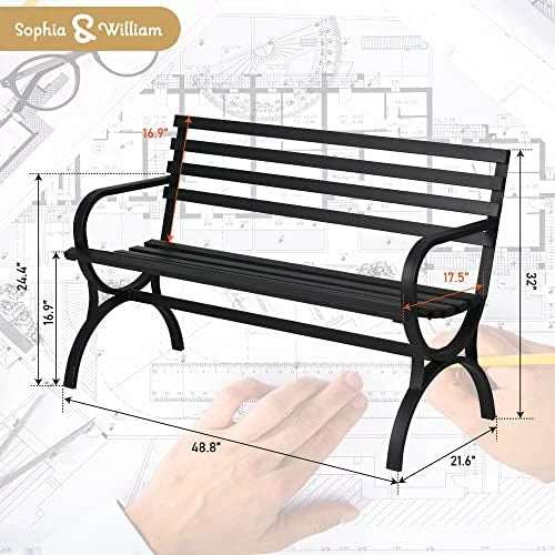 Outdoor Garden Bench with Backrest and Armrests E5382