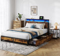 Full Size Platform Bed Frame with Storage Headboard and 4 Storage Drawers B486963