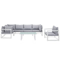 White Grey Fabric Outdoor Patio Sectional Sofa Set Z131692