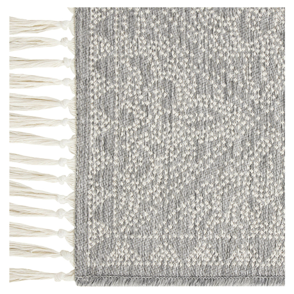 Grey Medallion Non-Skid 27" x 45" Accent Rug with Fringe H446