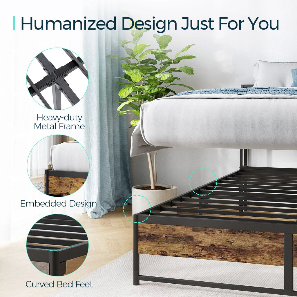 Full Size Platform Bed Frame with Storage Headboard and 4 Storage Drawers B486963
