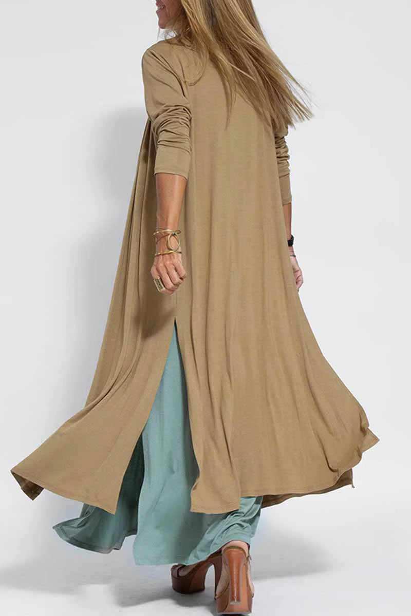 Solid Slit Cardigan Outerwear S60013