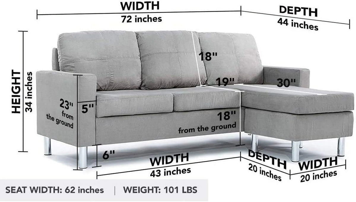 Modern Sectional Sofa Gray L9116