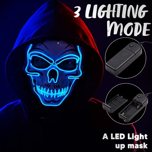 Halloween LED Skull Mask with Light Up Gloves M451485