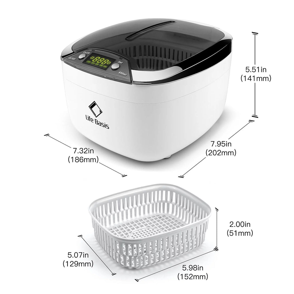 850ml Ultrasonic Jewelry Cleaner with 5 Digital Timer J6776